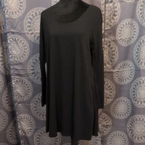 Classic Black Long-Sleeve Swing Dress - Women